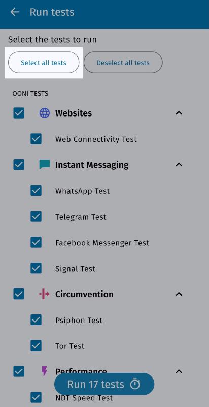 Select all tests Select all tests