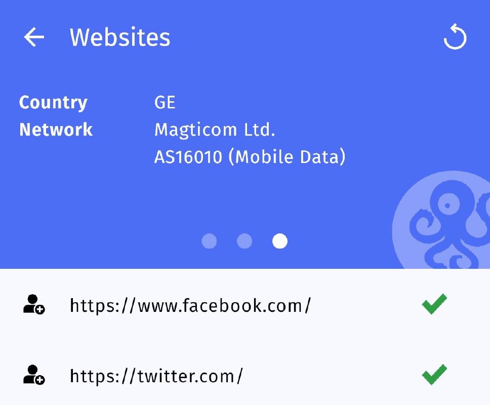 Test results page Test results page