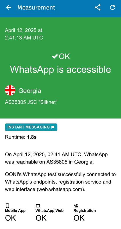 WhatsApp test result WhatsApp test result